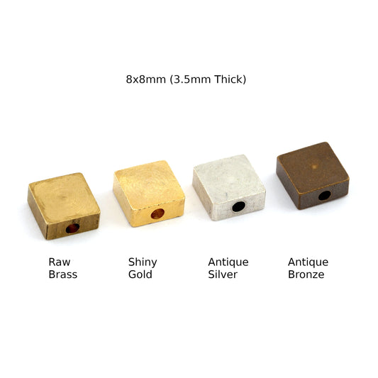 Square Cube for Jewelry Making stamping Raw Brass , Shiny Gold, Antique Silver, Antique Bronze 8x8mm 5/16"x5/16" charms, finding 1273