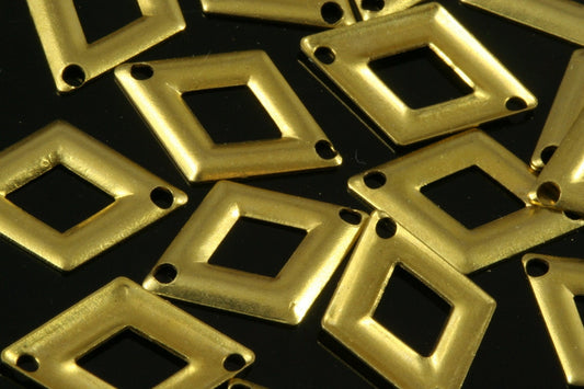 100 Pcs Raw Brass 12x17mm equilateral quadrangle shape charms 2 loop connector,Findings 496R-30