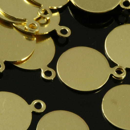 160 Pcs 10mm Raw Brass Circle tag,Raw Brass Charms ,Raw Brass Findings 91R-52