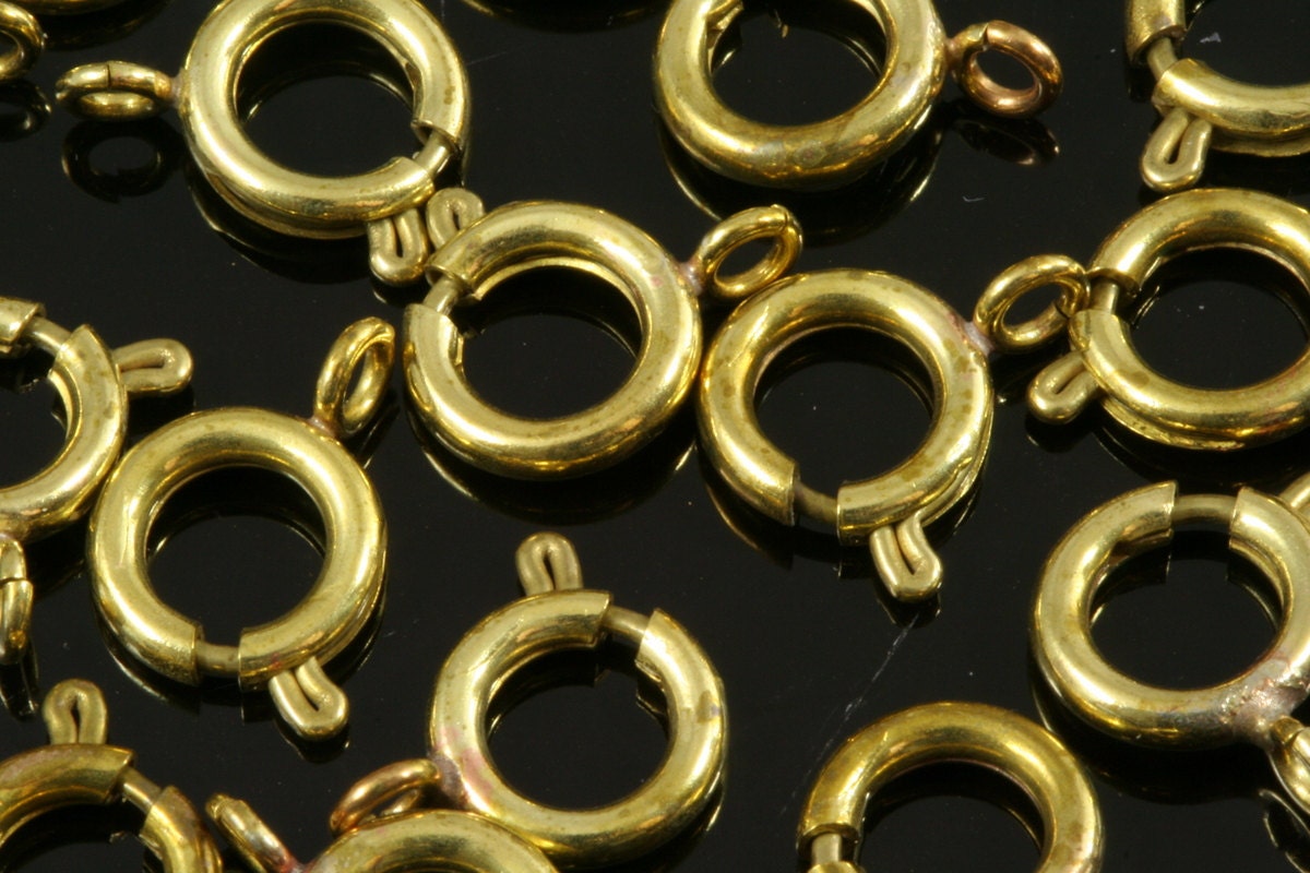 Spring clasps raw brass solid brass round ring circle clasps 9mm CL9 1501