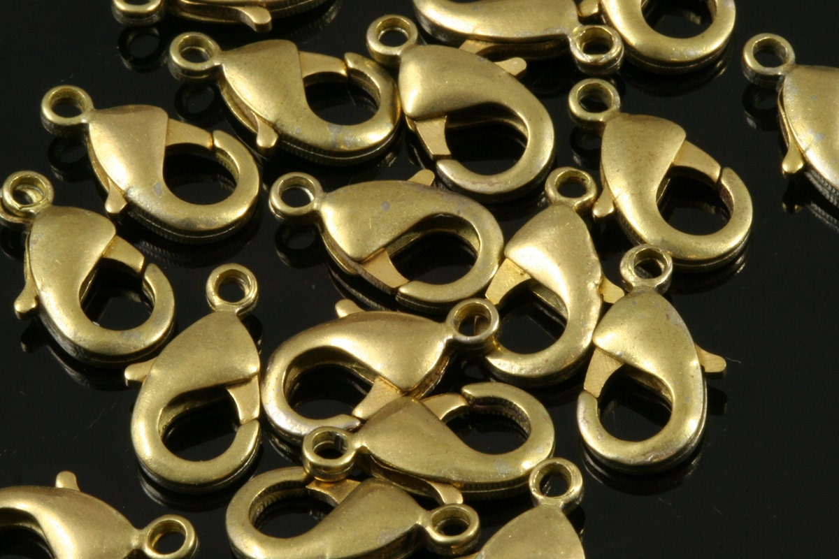 Lobster claw clasps raw brass solid brass 12x6mm CL19 502 302 178