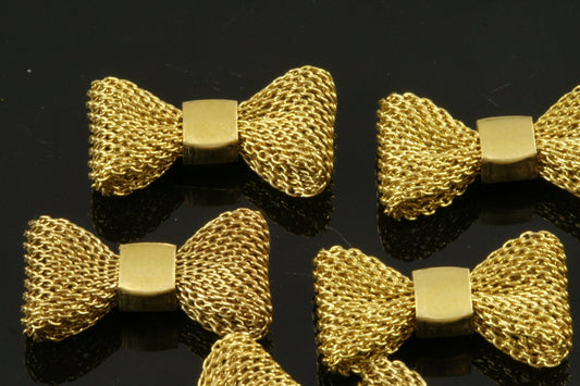 Brass Bow Tie 5 pcs Wire mesh Raw shape 12x23mm Charms,Pendant,Findings 812