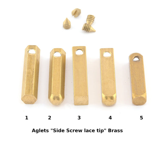 Aglets Lace Tips, Shoelace tips, Screw-on lace tip raw brass 23x5mm N106-105