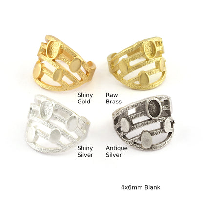 Oval Blank Band Ring , Bezel Setting Blank Raw Brass,Antique Silver Shiny silver, Shiny gold plated Brass (4x6mm Blank ) 5429