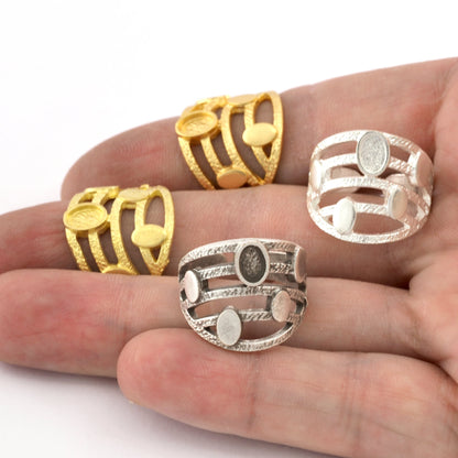 Oval Blank Band Ring , Bezel Setting Blank Raw Brass,Antique Silver Shiny silver, Shiny gold plated Brass (4x6mm Blank ) 5429