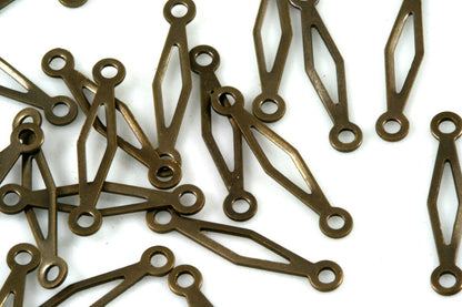 300 Pcs Antique Brass 3x18mm equilateral quadrangle shape charms 2 loop connector,Findings 168AB-36