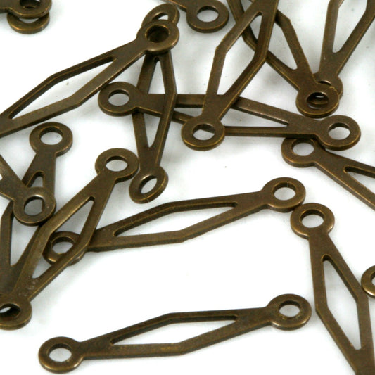 300 Pcs Antique Brass 3x18mm equilateral quadrangle shape charms 2 loop connector,Findings 168AB-36