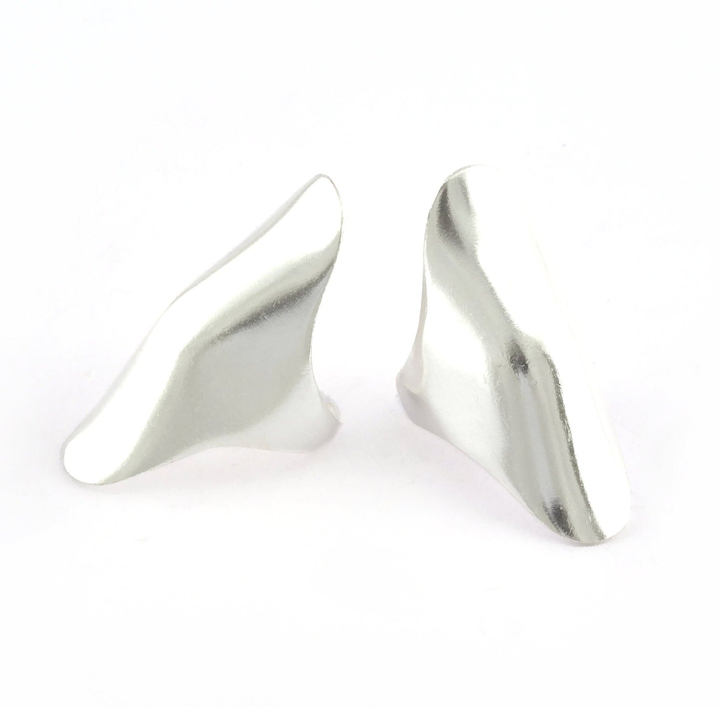 Long Domed Adjustable Ring Shiny silver plated brass (16.5mm 6US inner size ) 4193