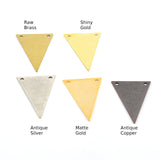 Triangle tag charms 16x25mm brass 2 hole Raw brass, Antique Silver, Shiny gold, Matte Gold, Antique Copper connector ,findings 1470