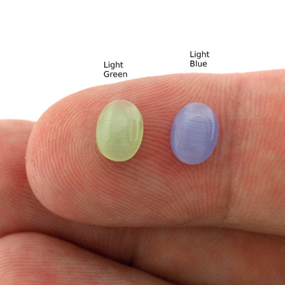 Oval Dome Cabochon 6x8mm Synthetic Cats Eye Glass Multi Color Cabochons CAB152