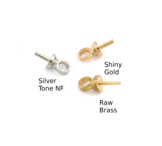 Pinch Bails Upeyes eye, Cup, Brass, Silver Tone Nickel Free, Shiny Gold 7x3mm with 1.5mm hole peg 1249 tmlp