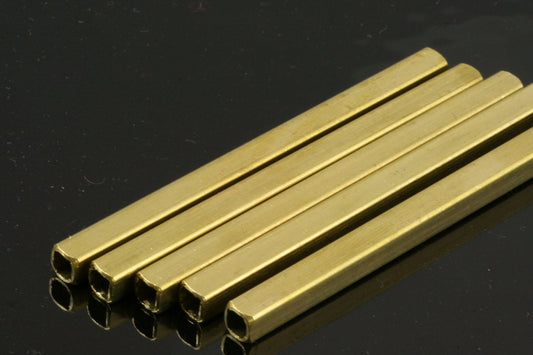 Raw Brass Square Tube 5x75mm (hole 3,6mm) Findings 1620