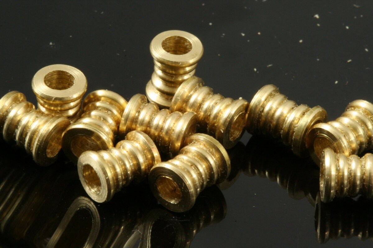 Raw brass cylinder, industrial charms, 7x6mm (hole 3,3mm) pendant, findings spacer bead bab3.3 OZ1530