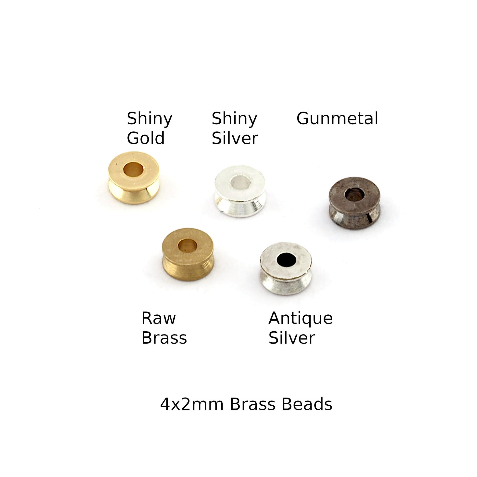 Disc spacer bead 4x2mm Raw solid brass , Antique Silver, Shiny Silver, Shiny Gold, Gunmetal findings bab1.5 1391 tmlp