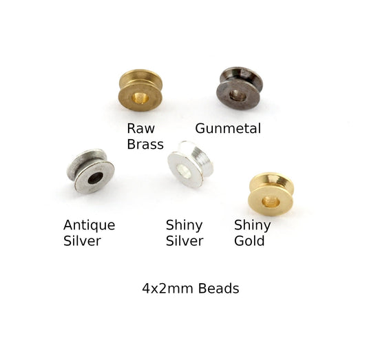 Disc spacer bead 4x2mm Raw solid brass , Antique Silver, Shiny Silver, Shiny Gold, Gunmetal findings bab1.5 1391 tmlp