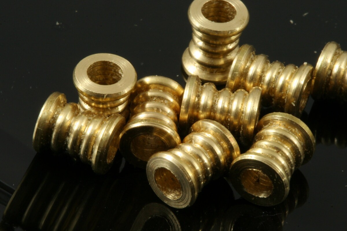 Raw brass cylinder, industrial charms, 7x6mm (hole 3,3mm) pendant, findings spacer bead bab3.3 OZ1530