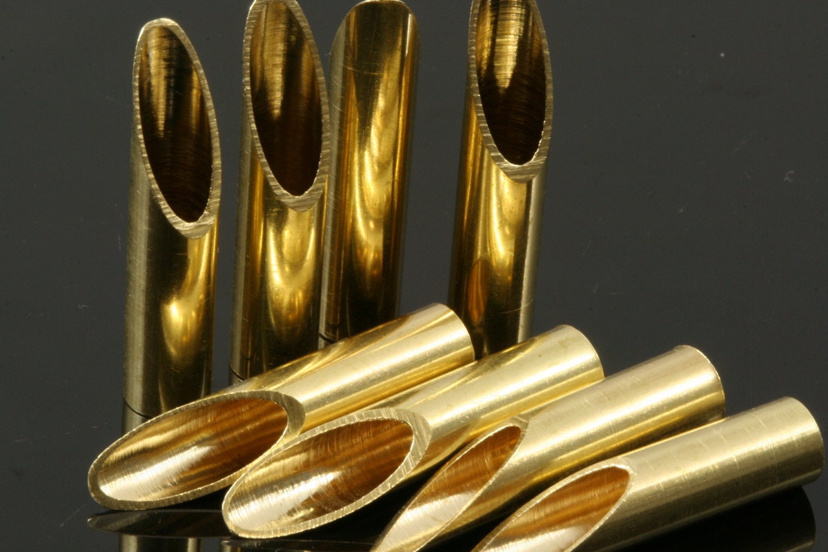 Diagonal cut tube rod Raw Brass 6x28mm (hole 5mm ) 1749