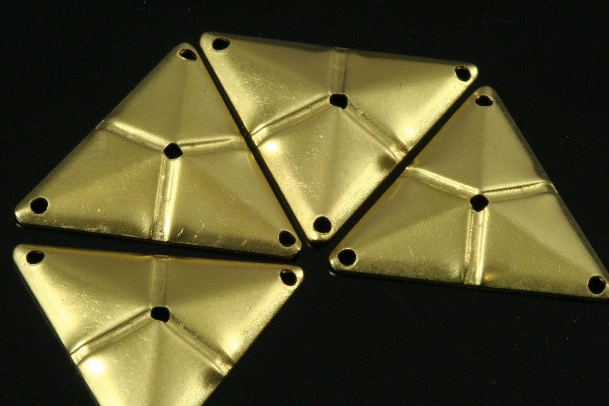 triangle tag 4 hole connector Raw Brass 22x25mm Charms ,Findings 736R-54