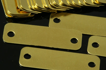 Rectangle tag 2 hole connector Raw Brass 10x30mm Charms ,Findings 716R-48 474