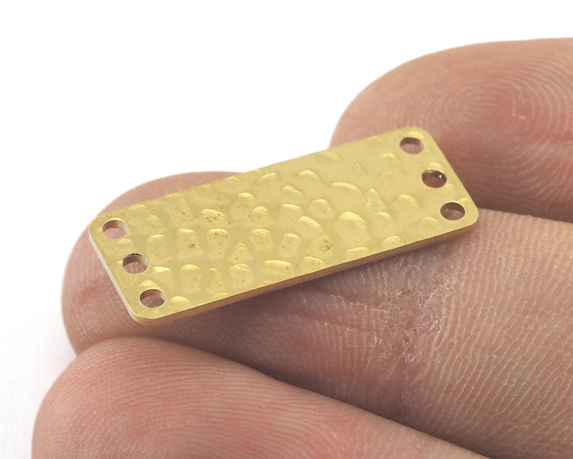 Rectangle shape stamping blank 6 hole 8x30x0.8mm (20 gauge) raw copper brass 3798-136