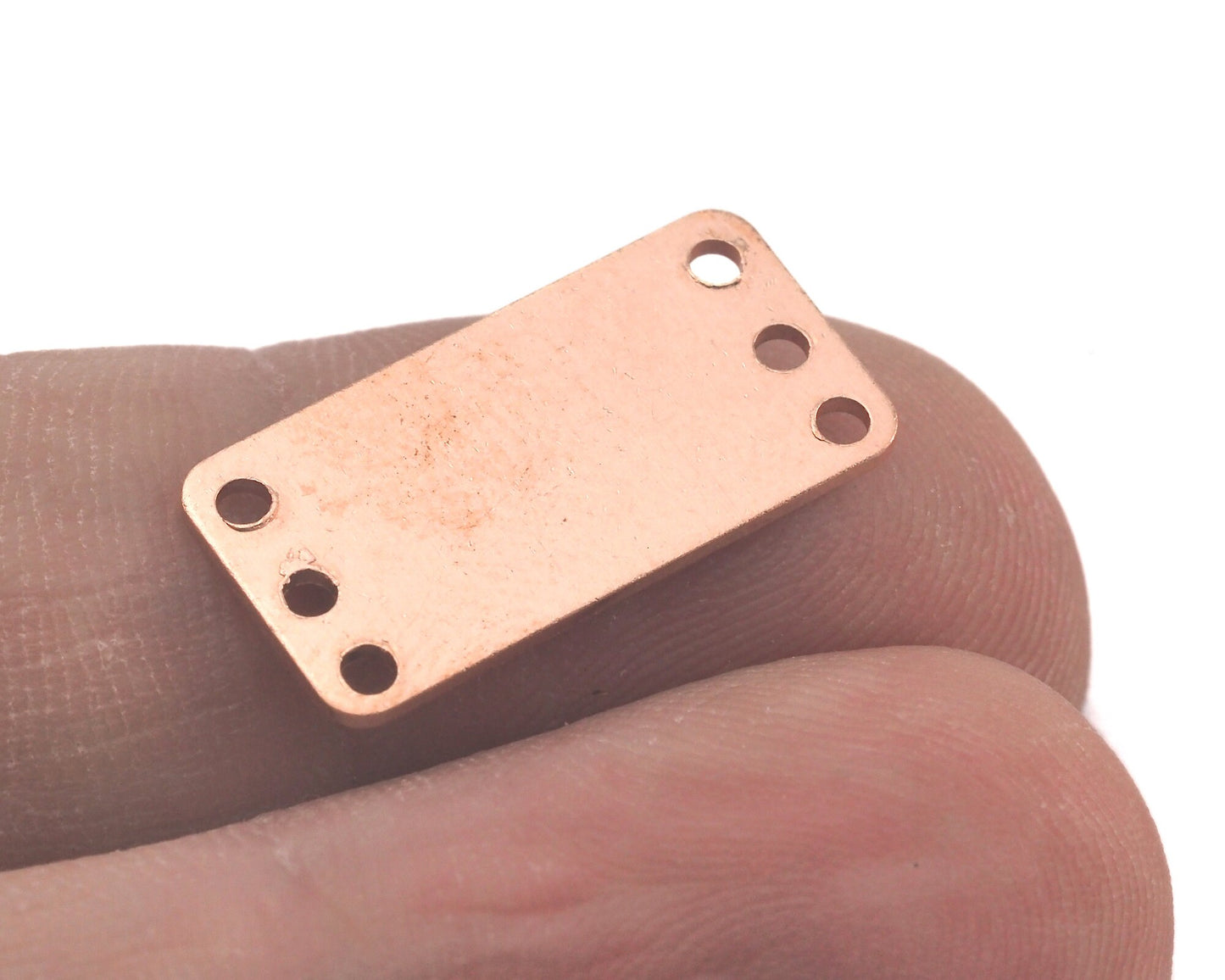 Rectangle shape stamping blank 6 hole 8x30x0.8mm (20 gauge) raw copper brass 3798-136