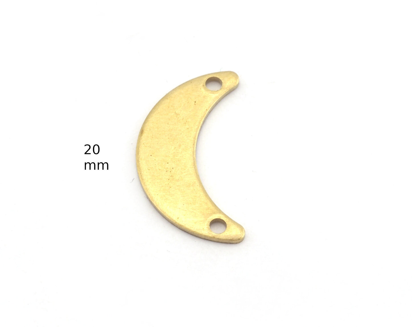 Crescent Moon 20mm 2 hole Raw Brass Charms Findings Stampings 4953 - 75