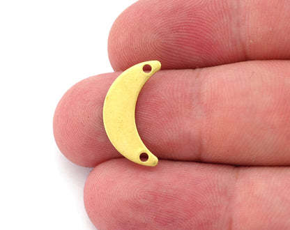 Crescent Moon 20mm 2 hole Raw Brass Charms Findings Stampings 4953 - 75