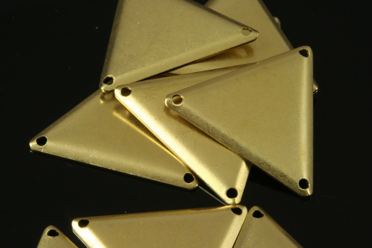 22x25mm raw brass equilateral triangle tag 3 hole connector charms ,findings 745R-53