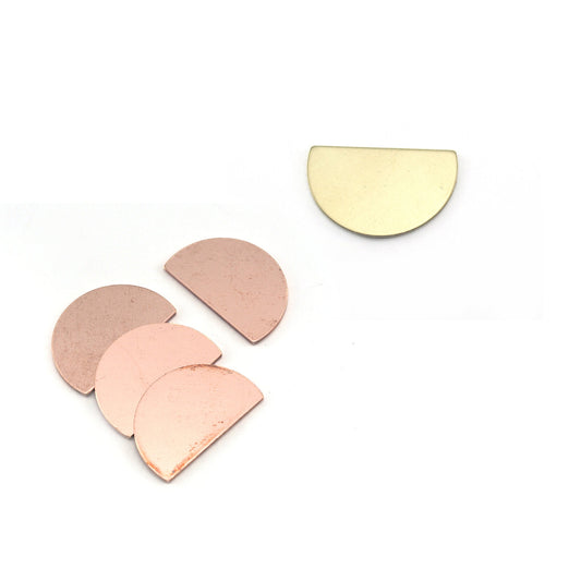 Semi Circle Half Moon Raw Brass and Copper 22x14mm (0.8mm thickness) no hole charms findings blank OZ3651-175