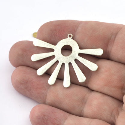 Sun Charms 44x32mm Raw brass, Antique silver, Black Charms OZ3483