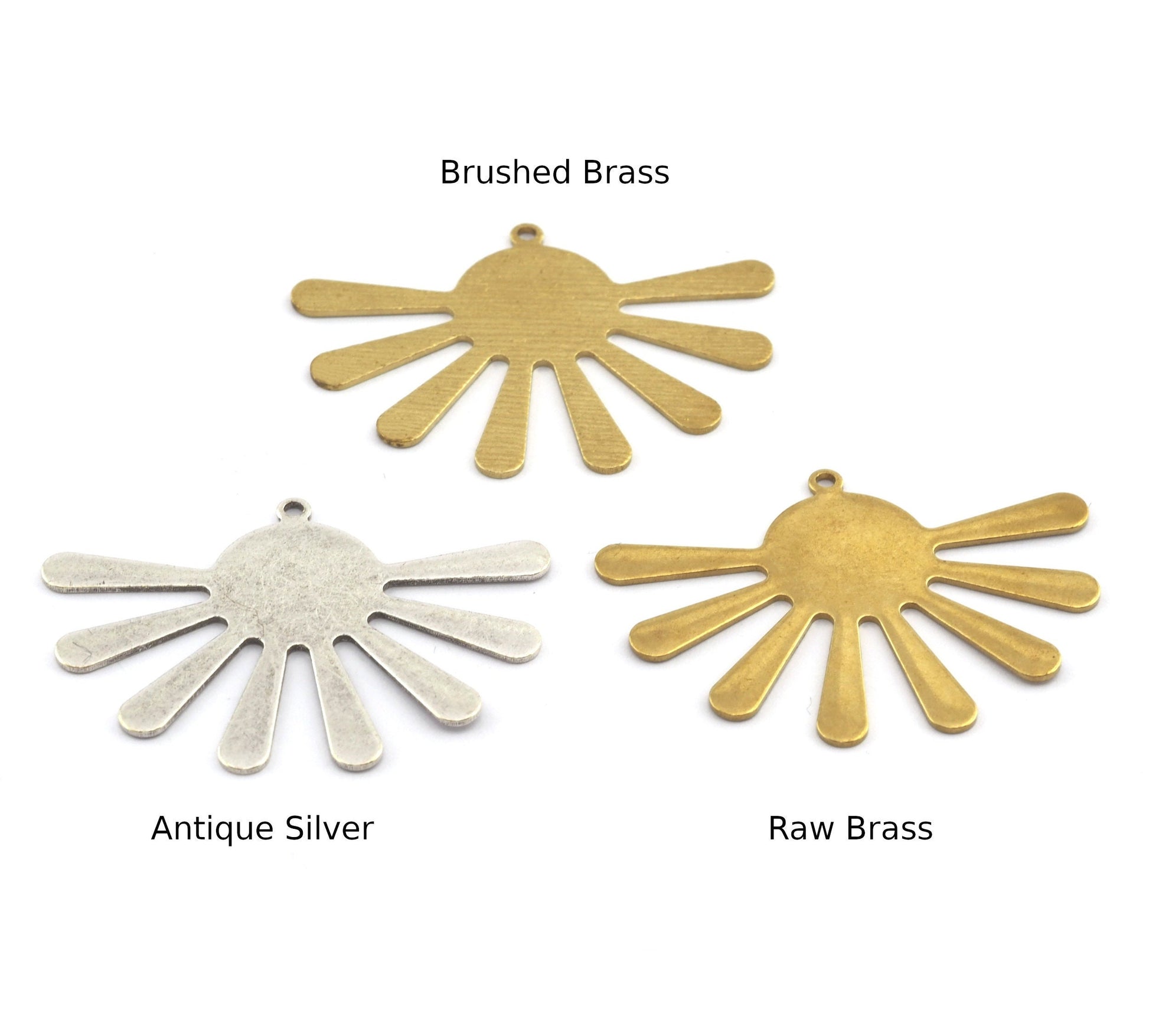 Sun Charms 44x32mm Raw brass, Antique silver, Brushed Brass Charms OZ3482-380