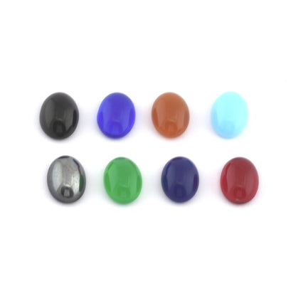 Oval Glass Czech Cabochon 6x8mm Flat Back Navy Blue, Agate, Black, Hematite, Blue, Red, Light Blue, Green CAB107