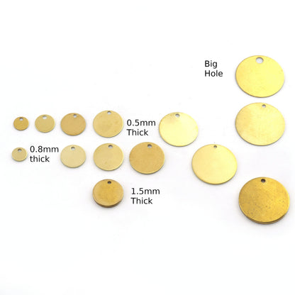 Round Disc Stamping Blanks Thck 0.5, 0.8, 1 1.5mm Dia. 6, 8, 10, 12, 14, 16, 18, 20, 22, 25, 26, 28, 30, 32, 35, 40, 46, 50, 60, 1 hole
