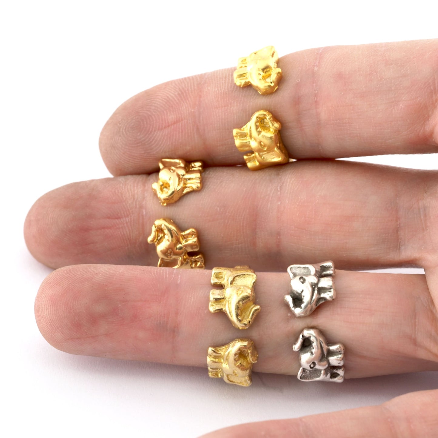 Elephant Ring Adjustable Ring - Raw Brass, Antique Silver, Shiny gold, Matte Gold Plated (16.5mm 6US inner size) 3329