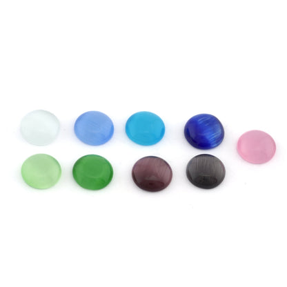 Round Glass Cat Eye Cabochon 10 mm Flat Back Black, Blue, White, Purple, Pink, Green CAB39