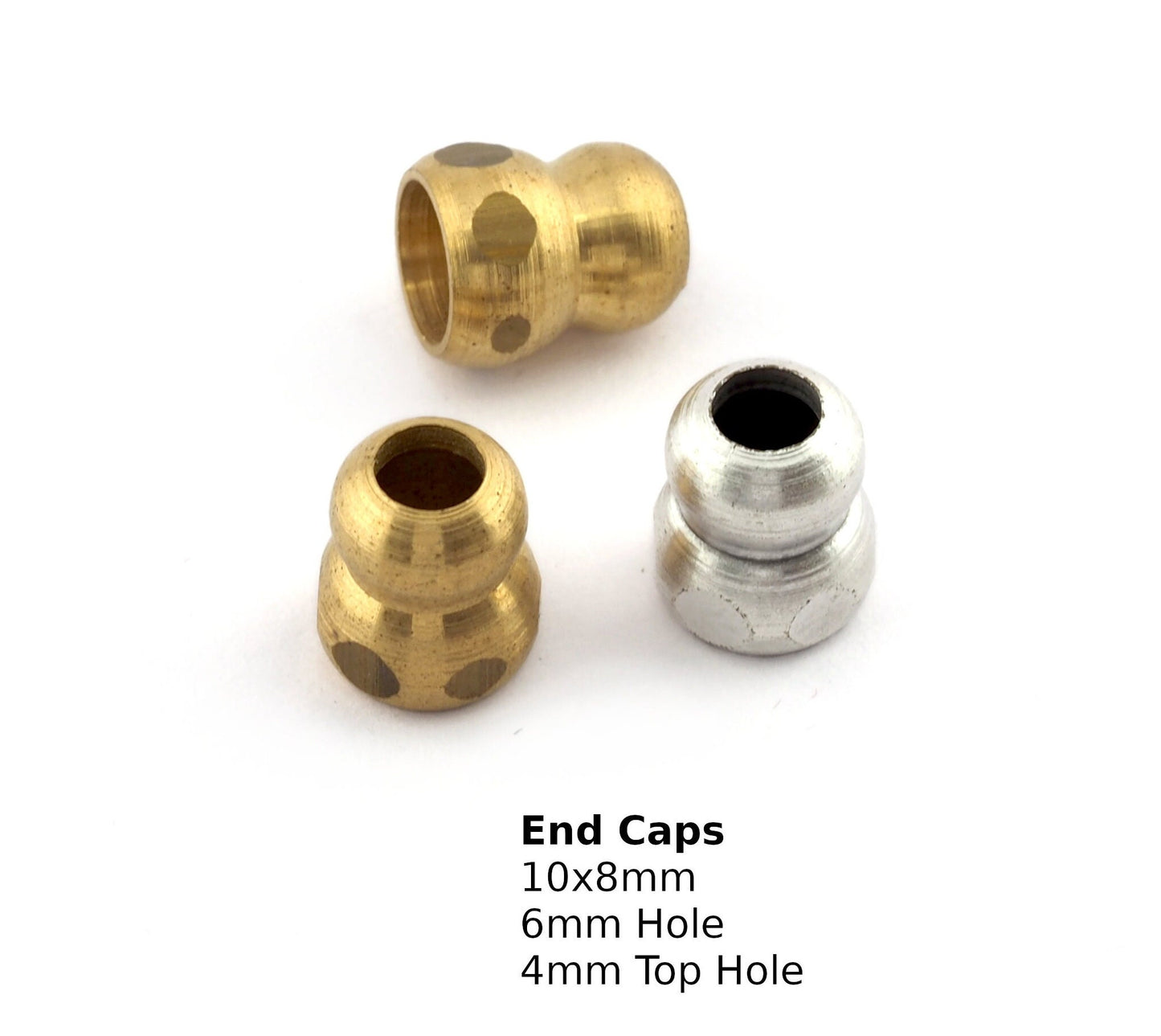 End caps, Cord Ends Raw brass - Antique silver 10x8mm ENC6 707