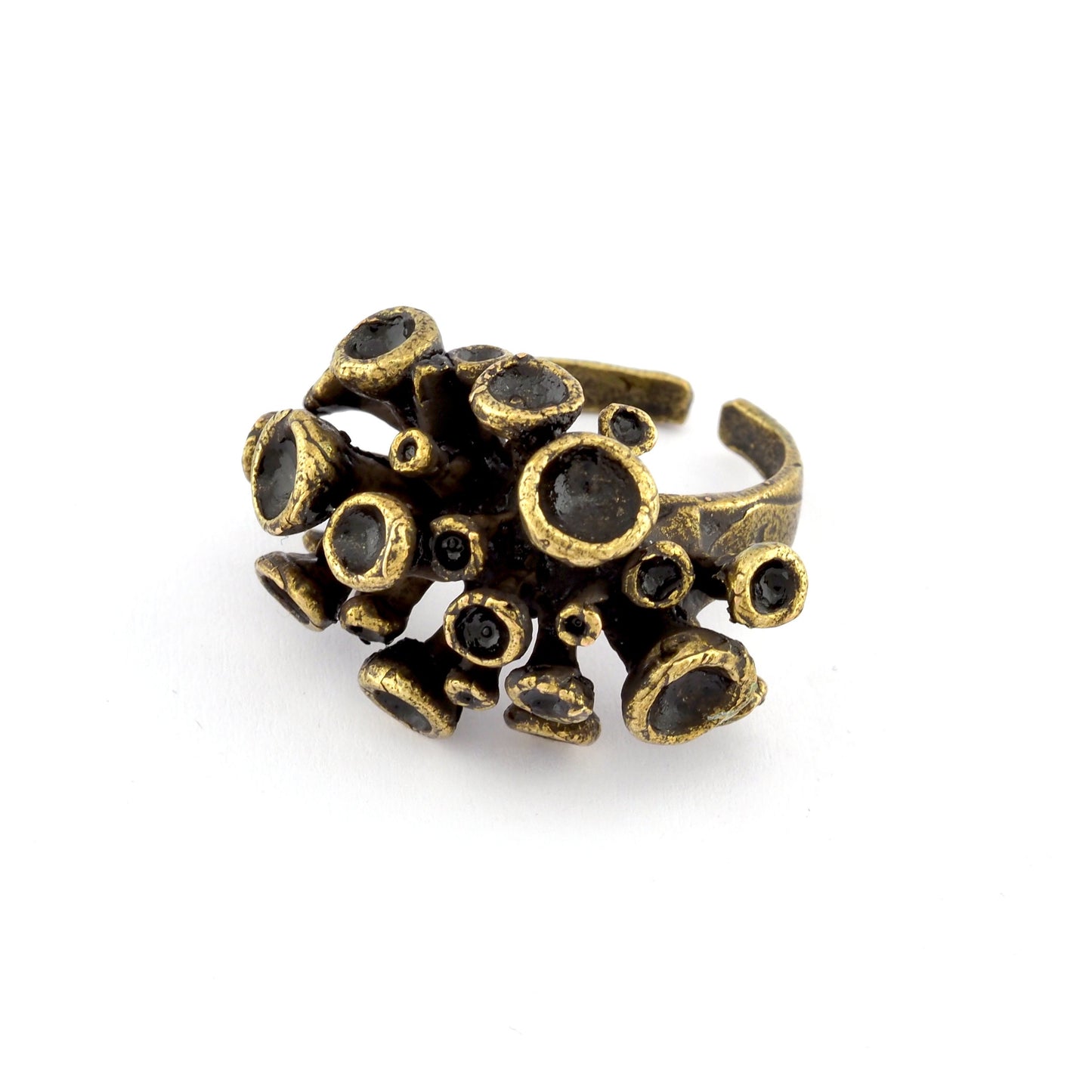 Ring Adjustable Ring Bezel - Cup Antique Bronze Plated brass (18mm 8US inner size - Adjustable ) 2697