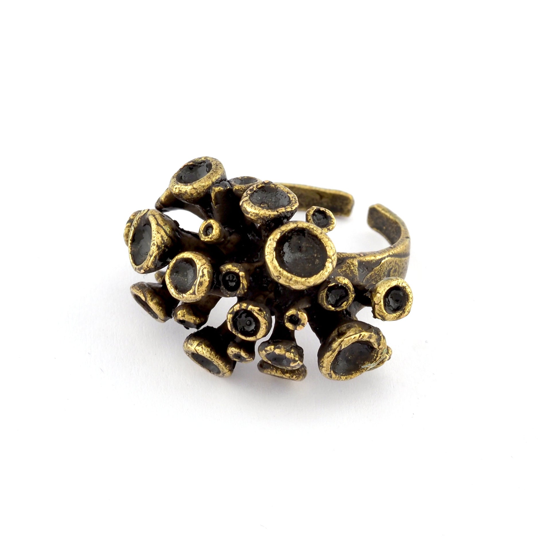 Ring Adjustable Ring Bezel - Cup Antique Bronze Plated brass (18mm 8US inner size - Adjustable ) 2697