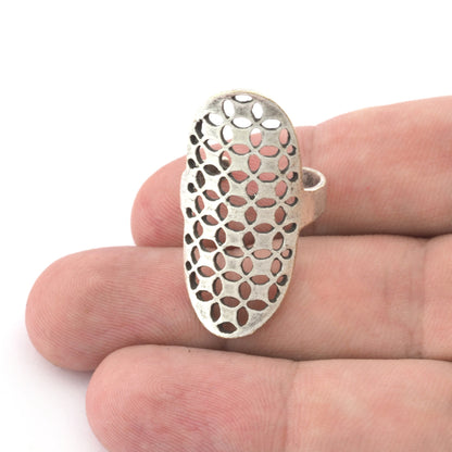 Statement Adjustable Ring Mesh Raw Brass, Antique Silver, Matte Gold (16mm 5.5US inner size) OZ3222