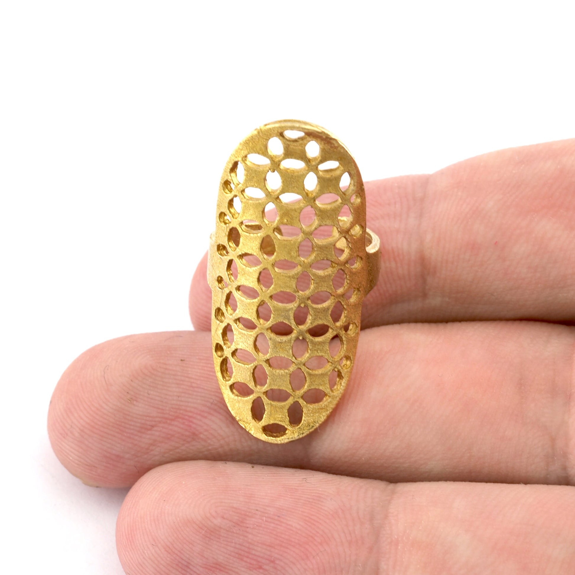 Statement Adjustable Ring Mesh Raw Brass, Antique Silver, Matte Gold (16mm 5.5US inner size) OZ3222