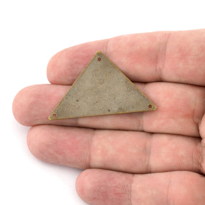 Triangle tag blank, connector Raw brass, Antique Silver, Antique Copper, Antique Bronze 45x28mm 3 hole 3889