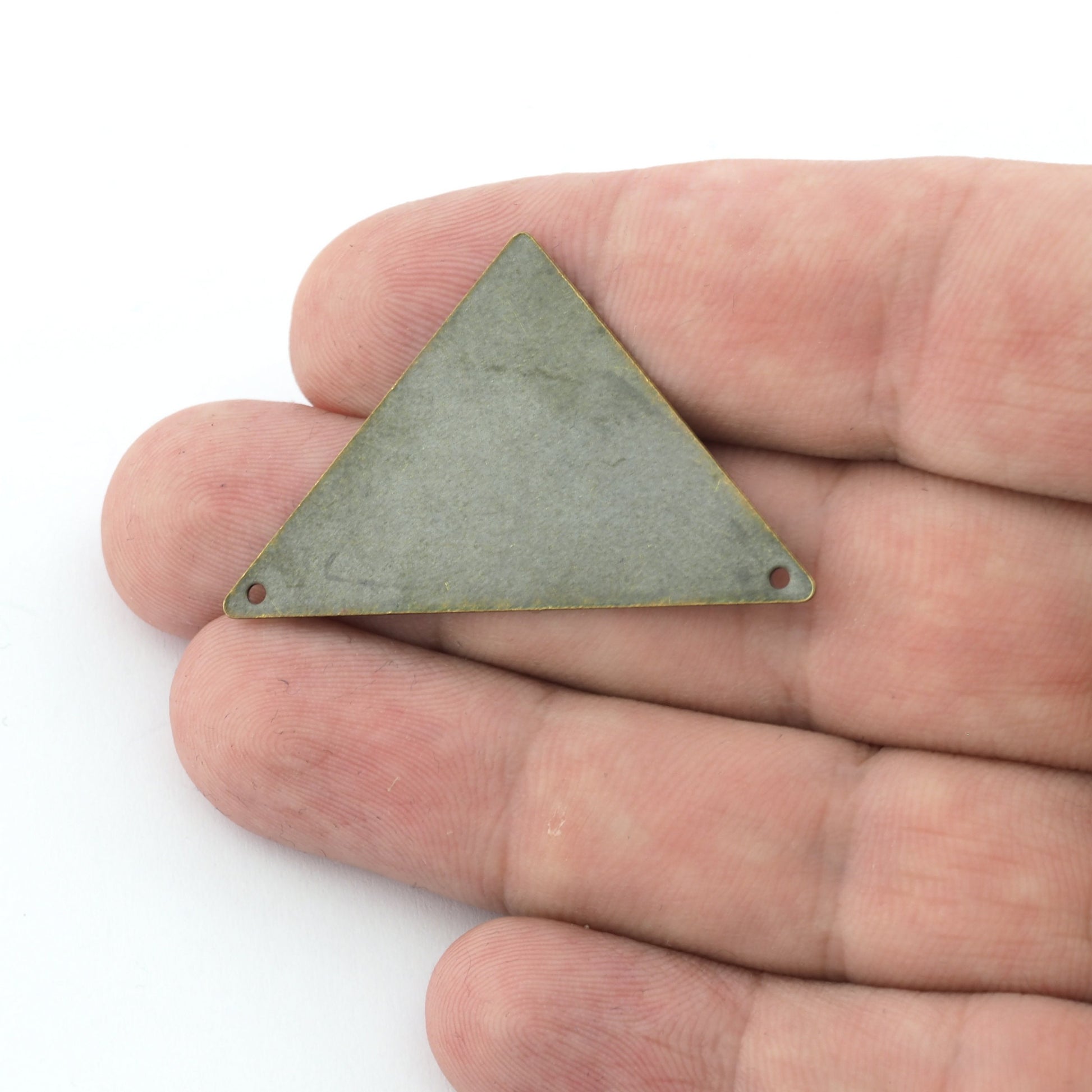 Triangle Tag Blank 45x28mm Raw brass, Antique Copper, Antique Brass, Matte Gold 2 hole connector charms findings 742