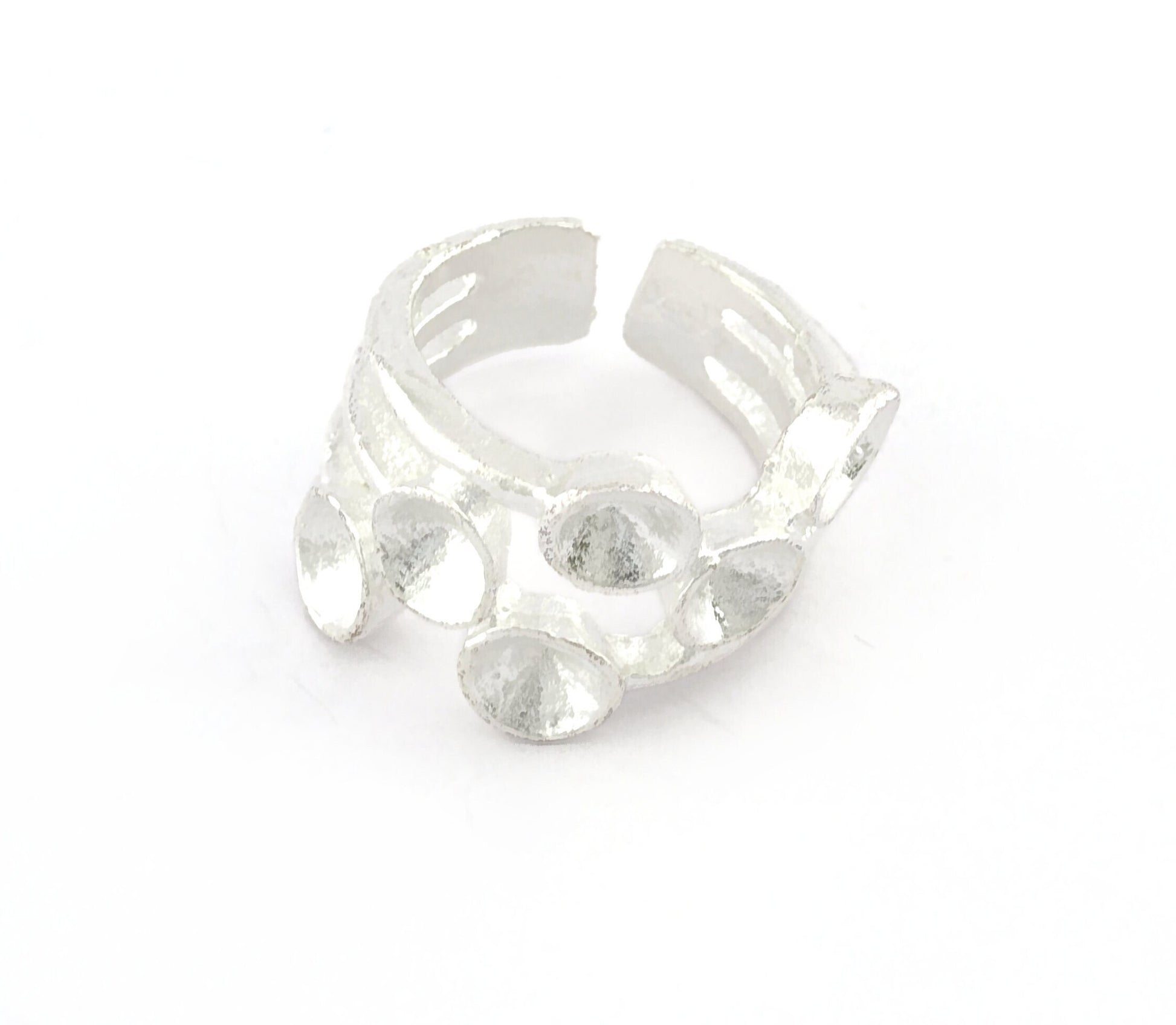 Ring Adjustable Ring Setting - Shiny Silver Plated Brass (18.5mm 8.5US inner size - Adjustable ) OZ3361 ring22