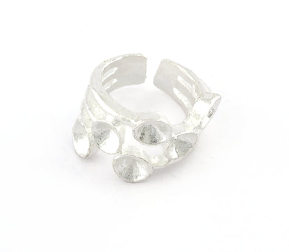 Ring Adjustable Ring Setting - Shiny Silver Plated Brass (18.5mm 8.5US inner size - Adjustable ) OZ3361 ring22