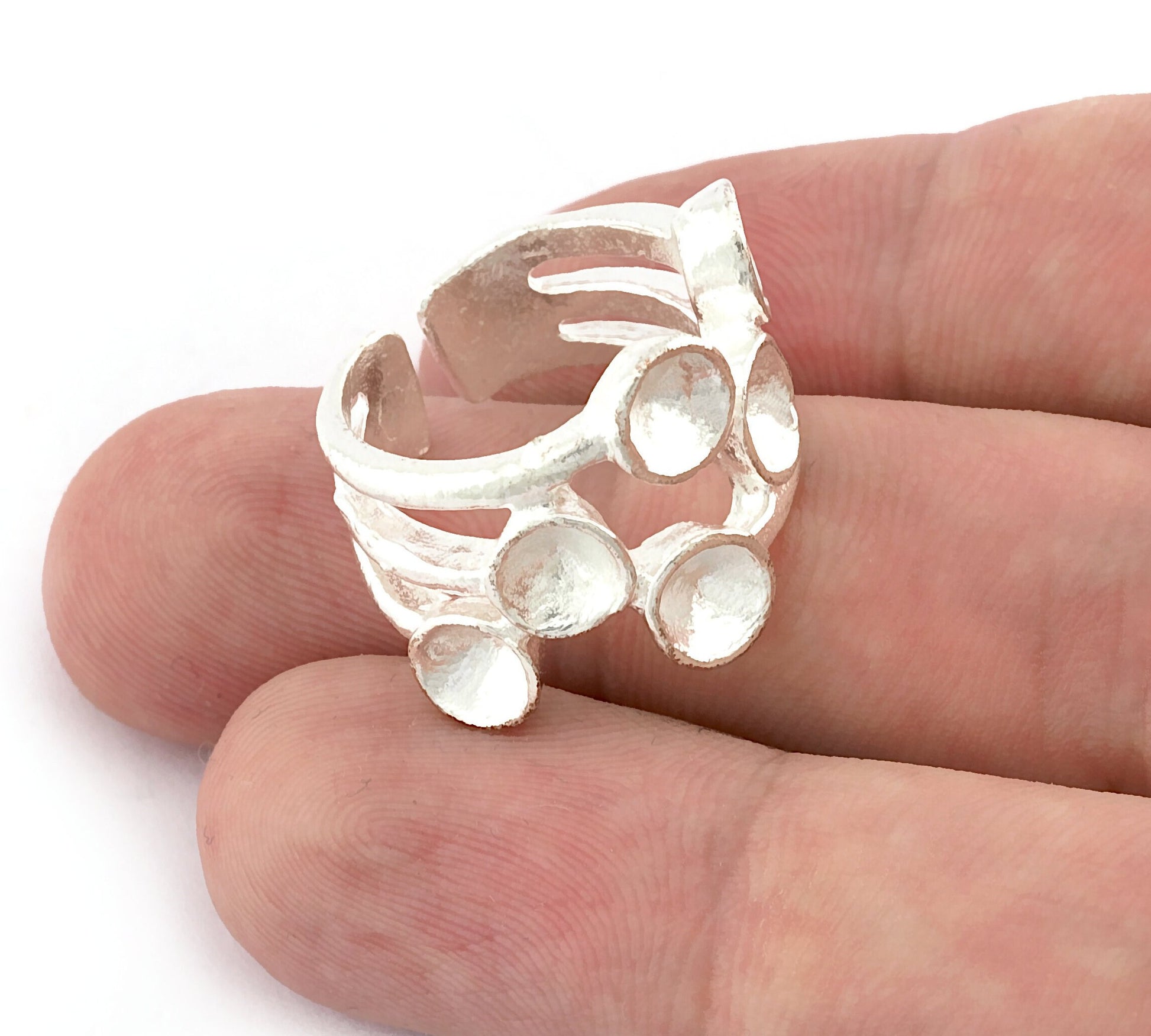 Ring Adjustable Ring Setting - Shiny Silver Plated Brass (18.5mm 8.5US inner size - Adjustable ) OZ3361 ring22