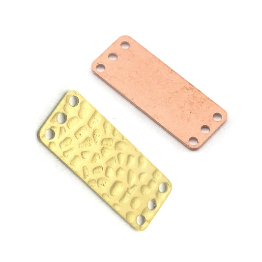Rectangle shape stamping blank 6 hole 8x30x0.8mm (20 gauge) raw copper brass 3798-136