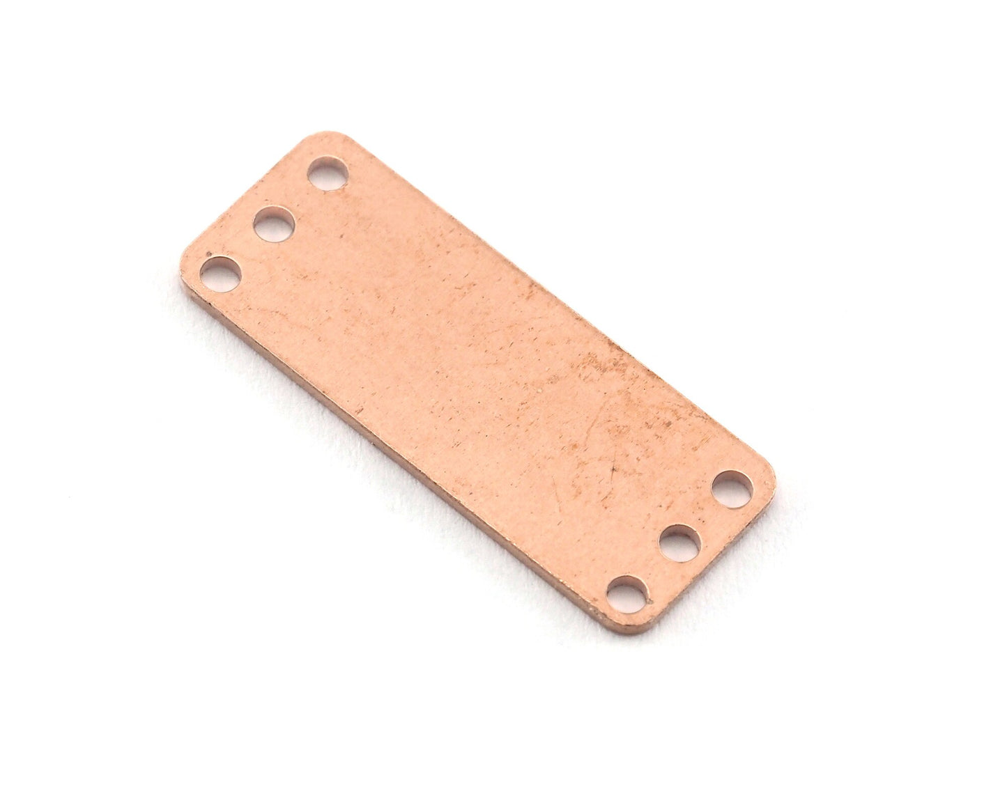 Rectangle shape stamping blank 6 hole 8x30x0.8mm (20 gauge) raw copper brass 3798-136