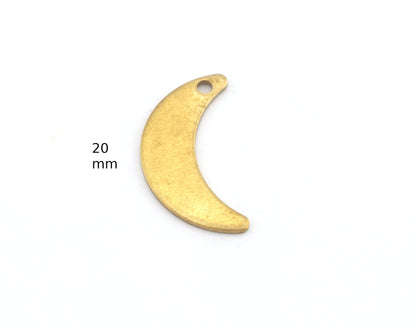 Crescent Moon 20mm 2 hole Raw Brass Charms Findings Stampings 4953 - 75