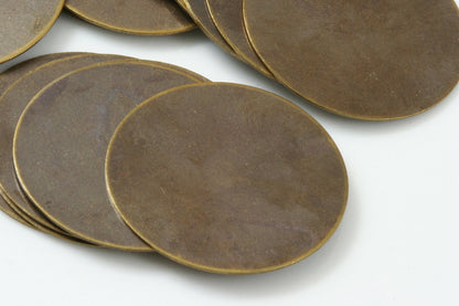 10 Pcs Antique Brass Tone Brass 32mm Circle tag ,Findings 4ABW-34 172