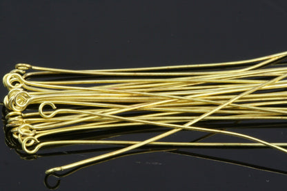 Brass eye pin 100 pcs 45mm 23 gauge( 0,6mm ) raw brass (varnish) eyepin EV4523-12